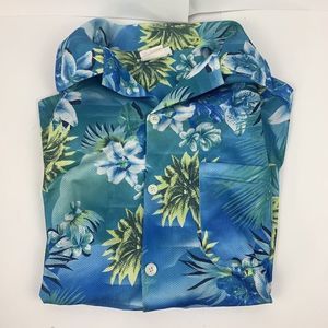 Vintage Third Rail Shirt Mens XL Blue Floral Hawaiian Button Up  Vacation